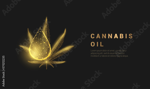Abstract low poly falling golden oil drop.
