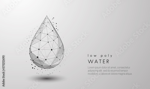 Falling drop of water. Low poly style design