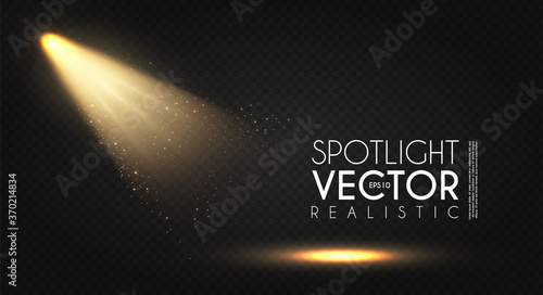 Spotlight. Transparent light effect. Show design. Light source. Empty scene.