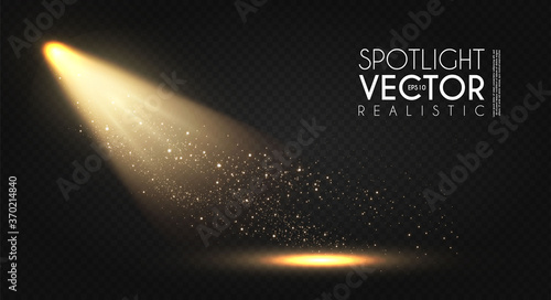 Spotlight. Transparent light effect. Show design. Light source. Empty scene.
