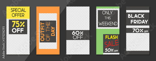 Set of sale  website store banner templates. Banners for online shopping. Editable Instagram. Vector illustrations for posters and newsletter designs  ads