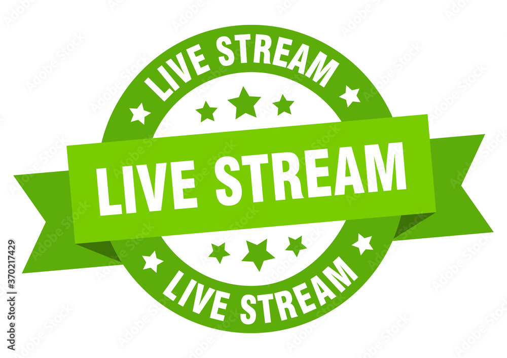 live stream round ribbon isolated label. live stream sign