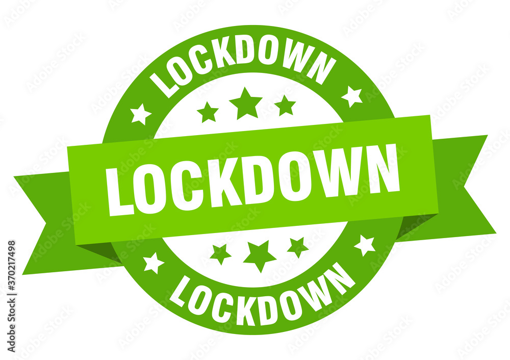 lockdown round ribbon isolated label. lockdown sign