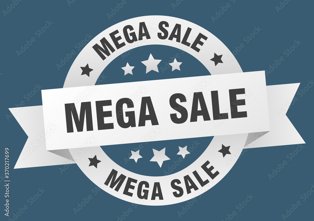 Fototapeta premium mega sale round ribbon isolated label. mega sale sign