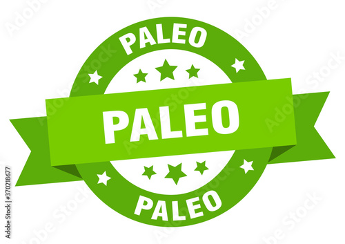 paleo round ribbon isolated label. paleo sign