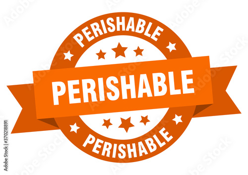 perishable round ribbon isolated label. perishable sign