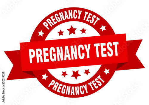 pregnancy test round ribbon isolated label. pregnancy test sign
