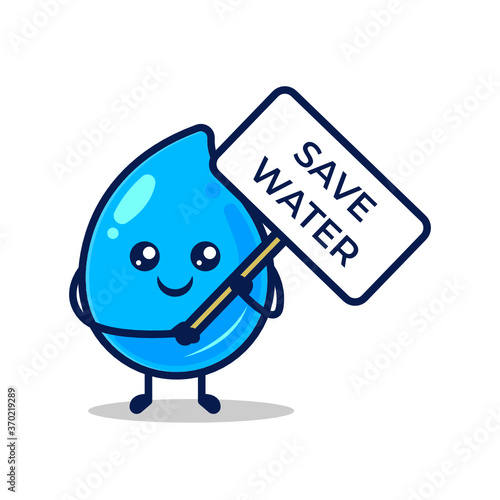 Cute water droplet mascot design illustration