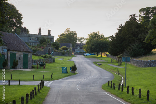 View of the village of Tissington towards Tissington Hall, one of the counties prettiest villages, Derbyshire, UK
