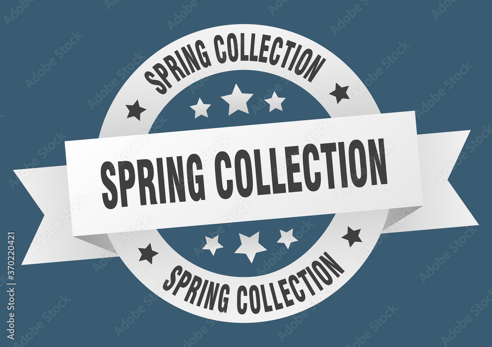 spring collection round ribbon isolated label. spring collection sign