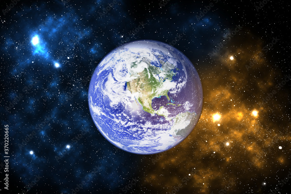 Earth in the outer space collage with Bursting Star Galaxy. Earth in the outer space collage with Bursting Star Galaxy.