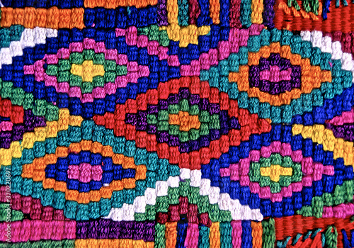 Closeup of diamond pattern, Faja, (sash) from Nebaj, Guatemala photo