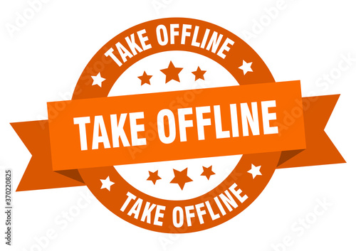 take offline round ribbon isolated label. take offline sign