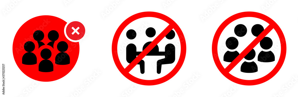 Social distancing avoid crowds icon. Coronavirus or covid-19 protection concept. no meeting avoid. No gathering in group icon set Social distancing avoid crowds icon. Coronavirus or covid-19 protection concept. no meeting avoid. No gathering in group icon set