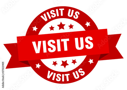 Tableau sur toile visit us round ribbon isolated label. visit us sign