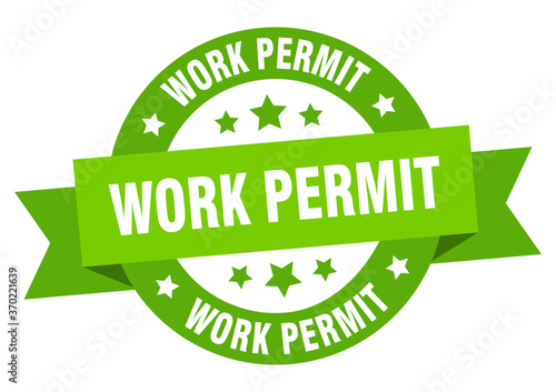 work permit round ribbon isolated label. work permit sign