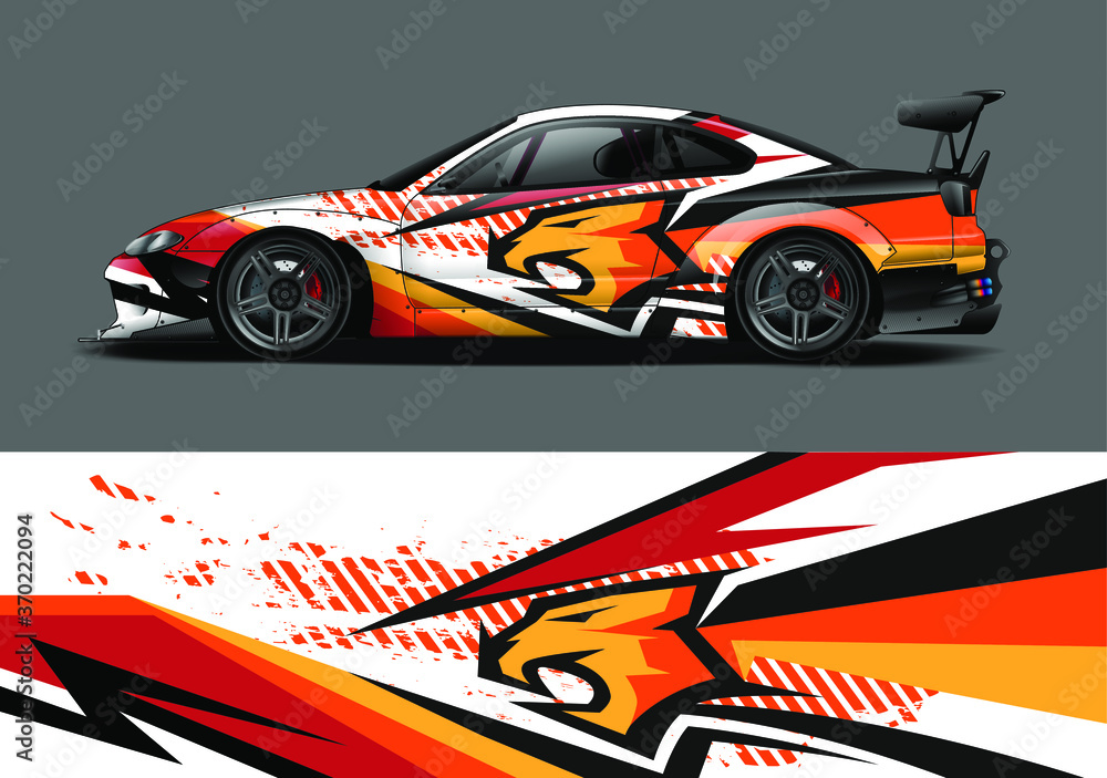 car wrap vector designs. abstract animal livery for vehicle vinyl branding background