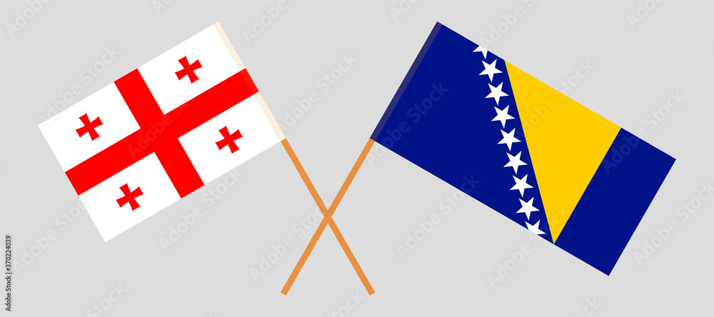 Crossed flags of Bosnia and Herzegovina and Georgia