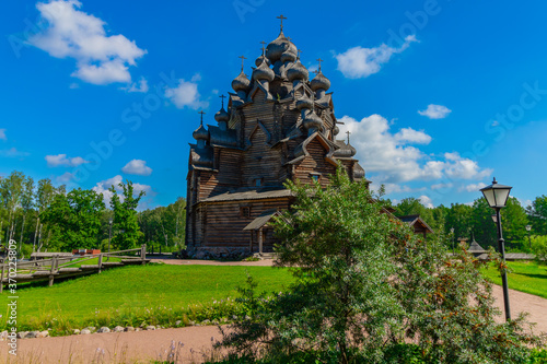 Russian wooden Orthodox architecture. Orthodox church. Russia. faith in God.