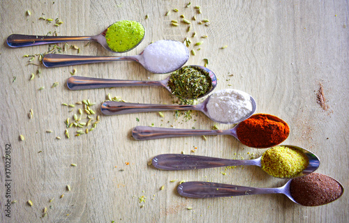 still life with spices on wooden background