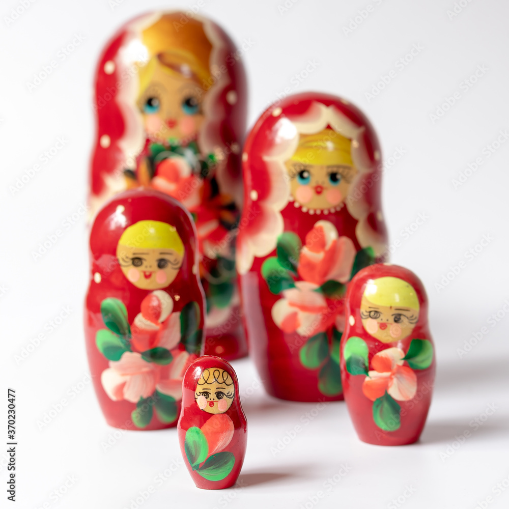matryoshka russian nesting dolls isolated on white background