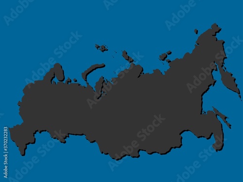 Russia vector map icon logo template black illustration with shadow on a blue background