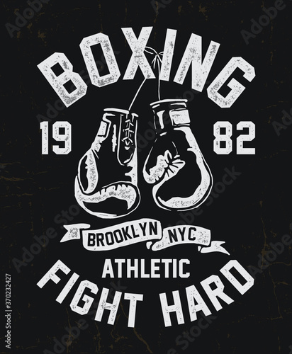Vintage Boxing Gloves vector illustration. Template for print, t-shirt, poster or art works.