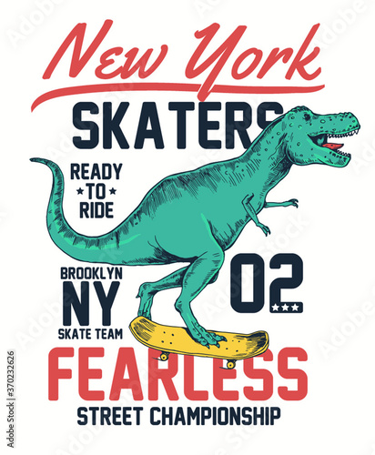 Skater dinosaur character vector illustration