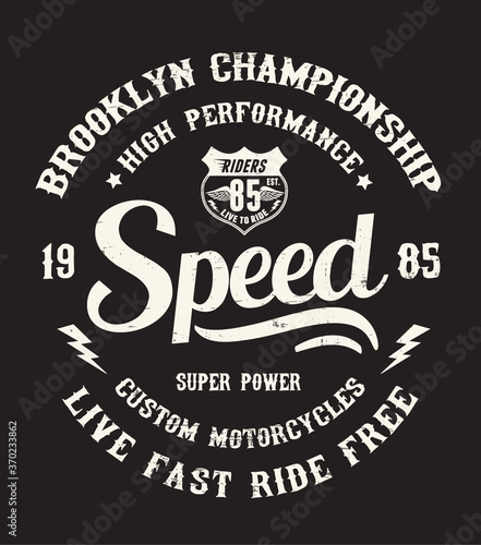 Custom motorcycle typography for t-shirt graphics, and other uses.