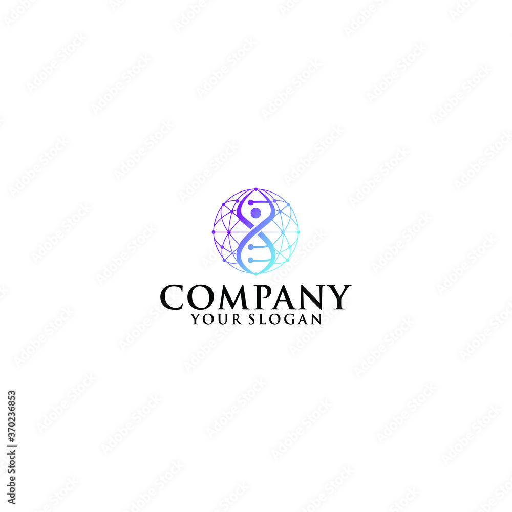 DNA globe Logo vector design template DNA globe Logo vector design template