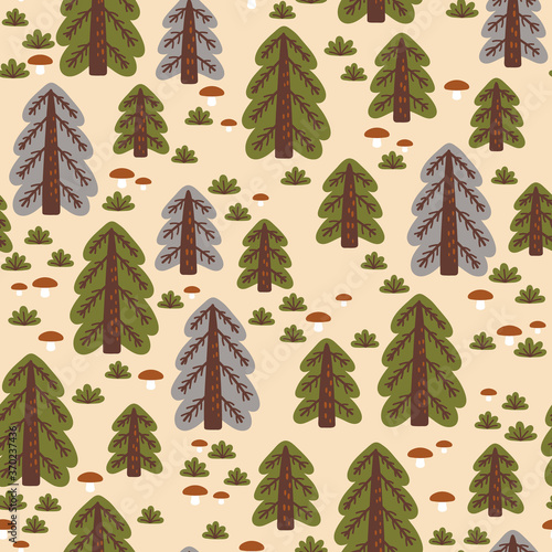 Abstract seamless pattern with autumn forest. Great for fabric  textile  wrapping paper.