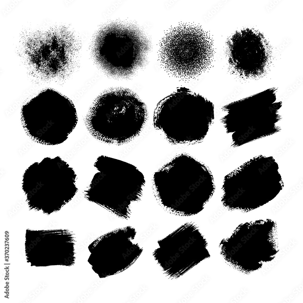 Set of artistic paints blots. Spray splash. Ink stain collection. Vector illustration. Set of artistic paints blots. Spray splash. Ink stain collection. Vector illustration.