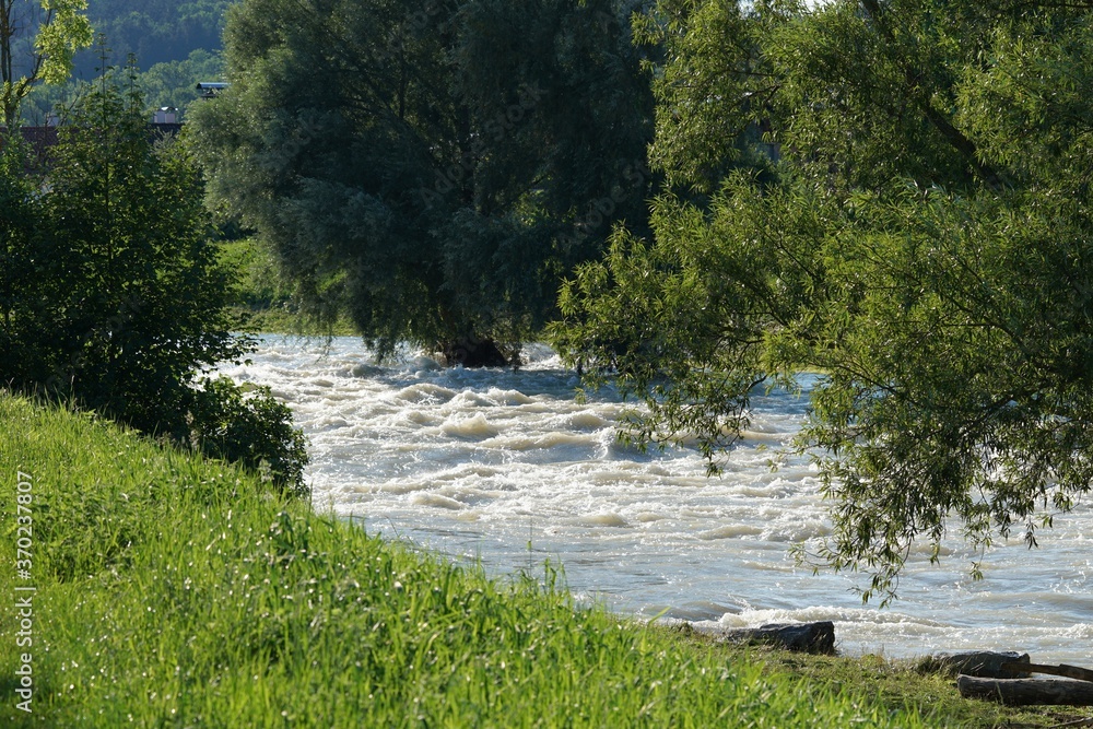 Hochwasser an der Mangfall Stock Photo Adobe Stock