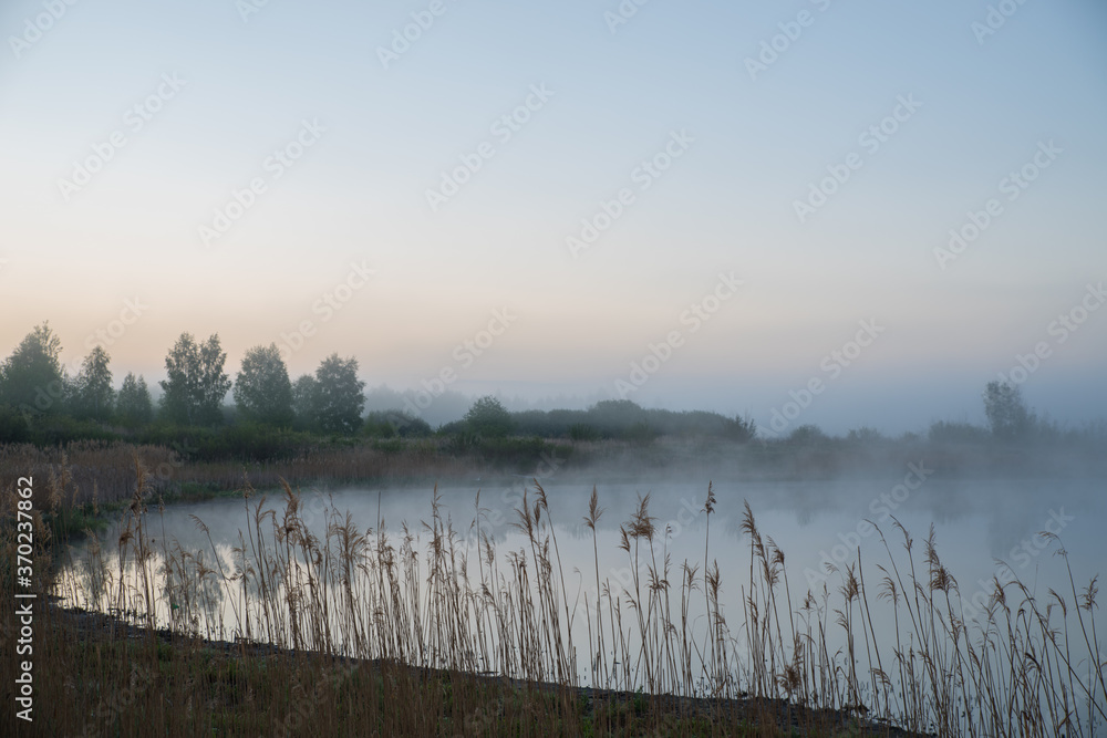 Morning's fog over the lake