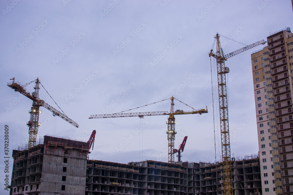 Building with cran backgroung the sky. High quality photo Building with cran backgroung the sky. High quality photo