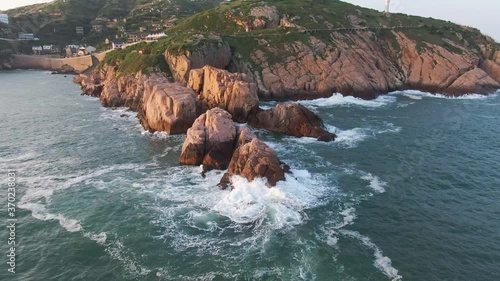 Aerial view of island in Zhoushan Shengsi China. Drone shot footage 4k(UHD). photo