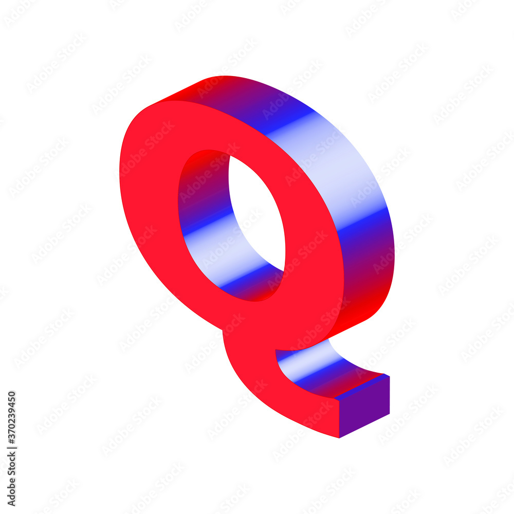 Isometric alphabet font Q. 3d effect letters, numbers and symbols. Stock vector typeface for any typography design. Isometric alphabet font Q. 3d effect letters, numbers and symbols. Stock vector typeface for any typography design.