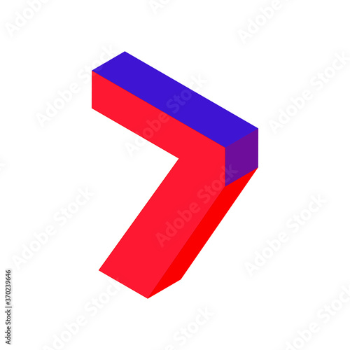 Isometric number seven. Vector 