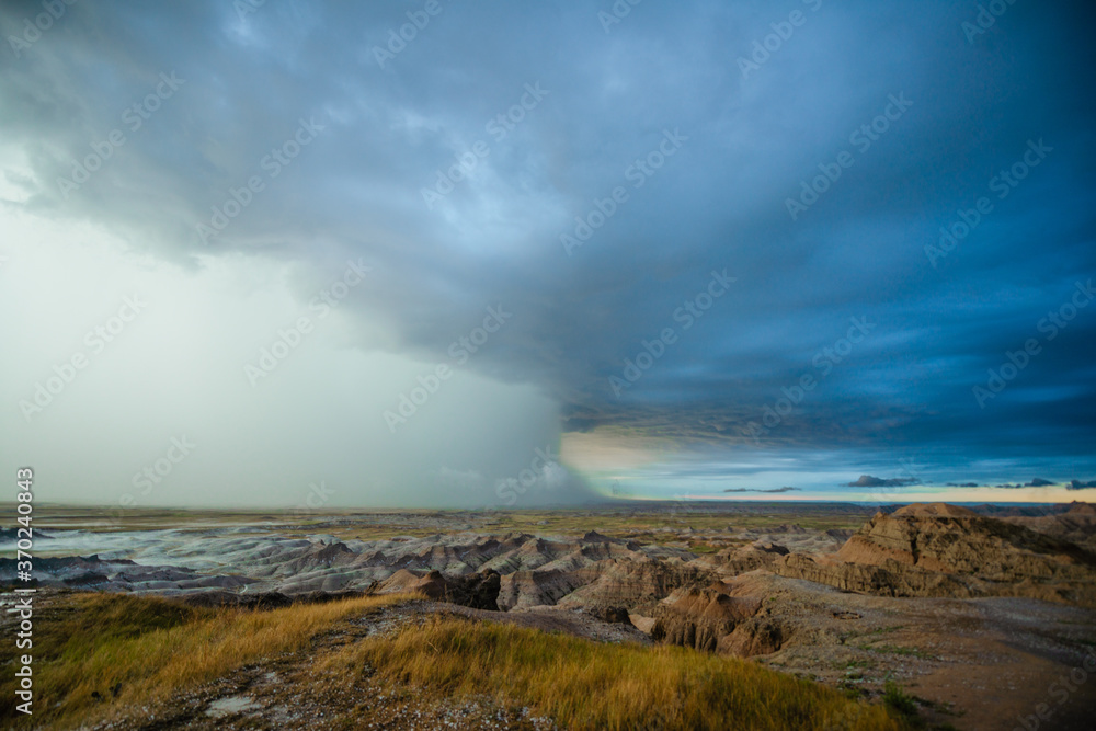 Storm front over the Badlands Mountains
