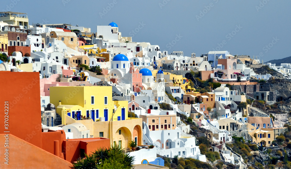 View of Oia village in Santorini, Greece.