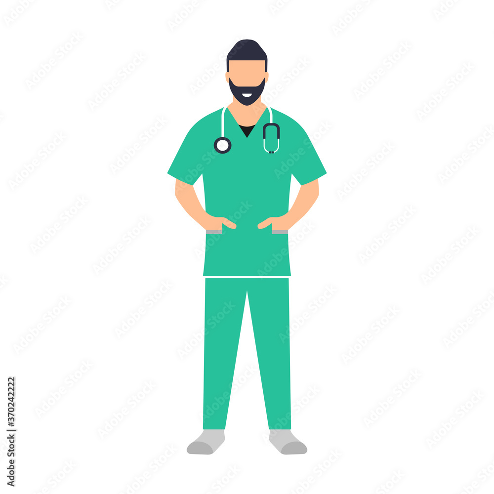 Doctor. Médico o enfermero. Hospital o clínica. Personal de salud. Ilustración vectorial estilo plano. Cuida tu salud Doctor. Médico o enfermero. Hospital o clínica. Personal de salud. Ilustración vectorial estilo plano. Cuida tu salud
