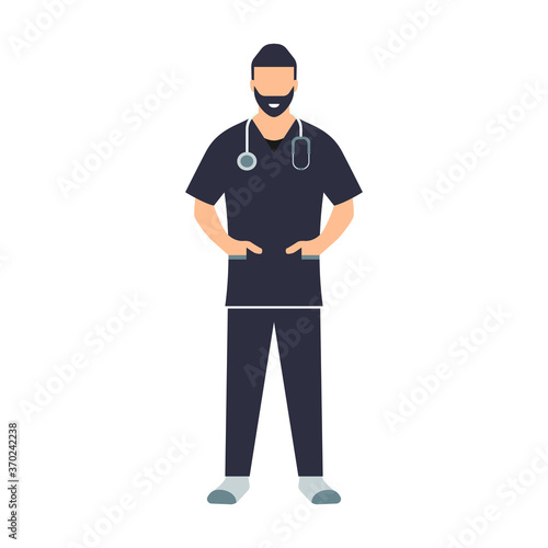 Doctor. Médico o enfermero. Hospital o clínica. Personal de salud. Ilustración vectorial estilo plano. Cuida tu salud © Frank