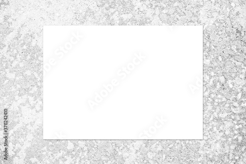 Mock-up for branding identity. Photo of blank white card. Blank card for portfolio and project presentation. Concrete background 