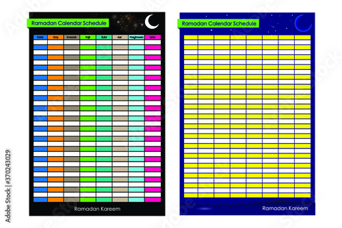 Ramadan Calendar Schedule - Fasting and Prayer time Guide