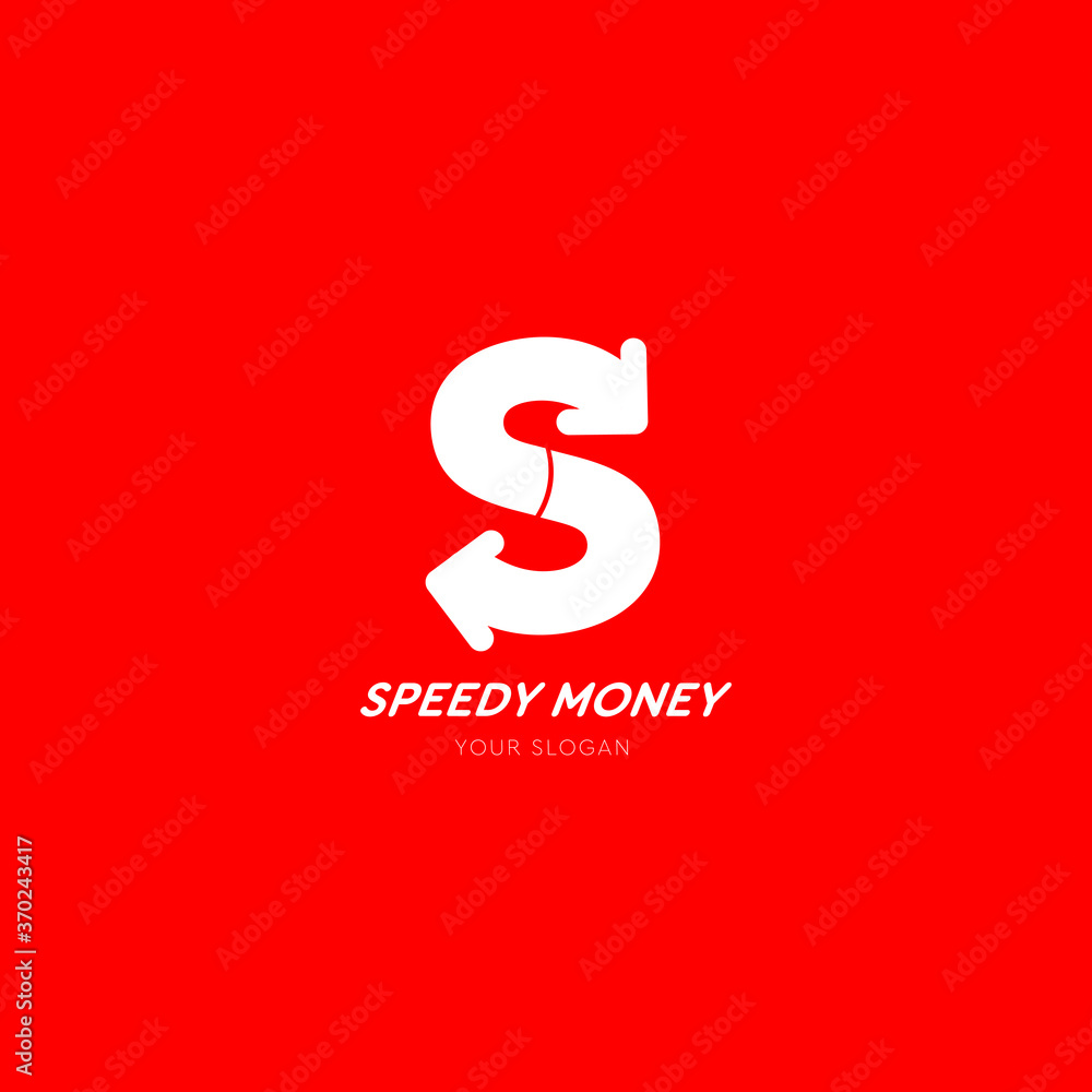 S logo vector illustration. Red background