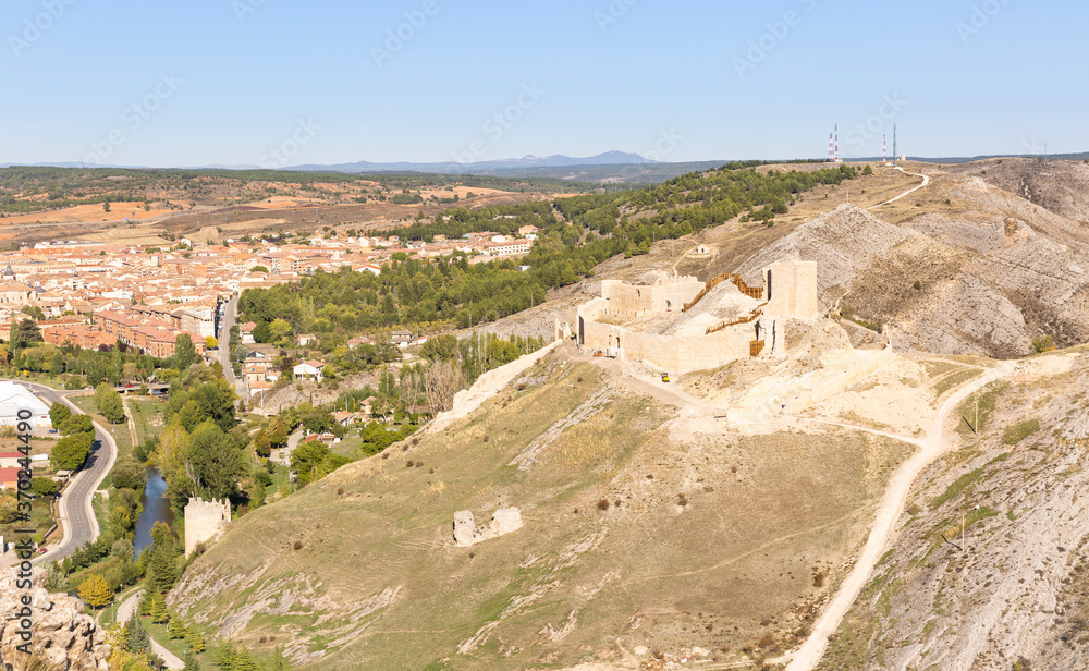 panoramic view over Burgo de Osma city and the castle, province of Soria, Castile and Leon, Spain