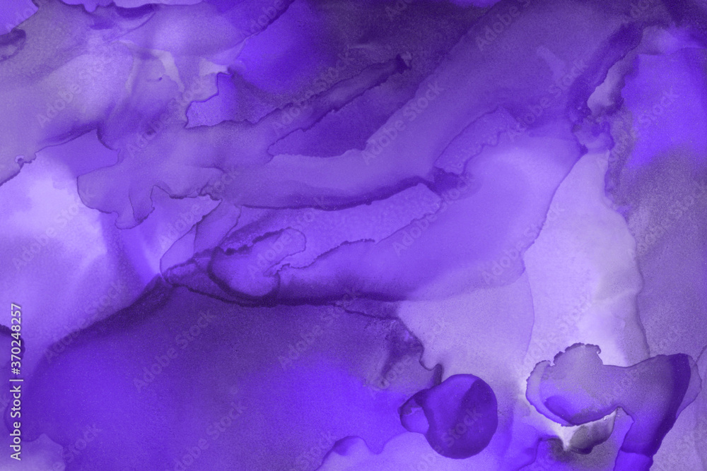Hand painted alcohol ink background. Abstract delicate violet texture. Contemporary feminine wallpaper. 