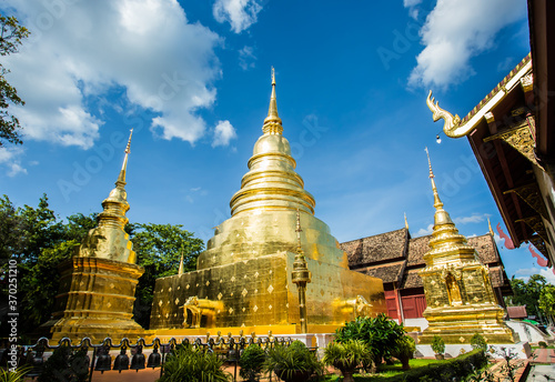 Time lapse of golden pagoda in Wat Phrasingh , Chiangmai Thailand
