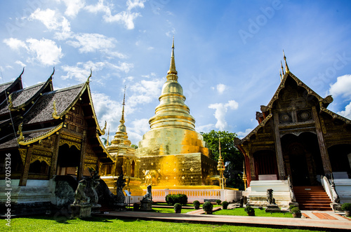 Time lapse of golden pagoda in Wat Phrasingh , Chiangmai Thailand