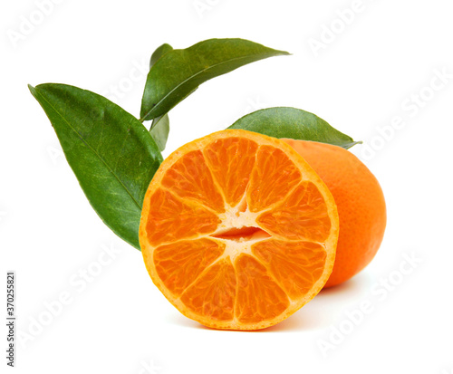 Ripe mandarin citrus isolated tangerine mandarine orange on white background. 